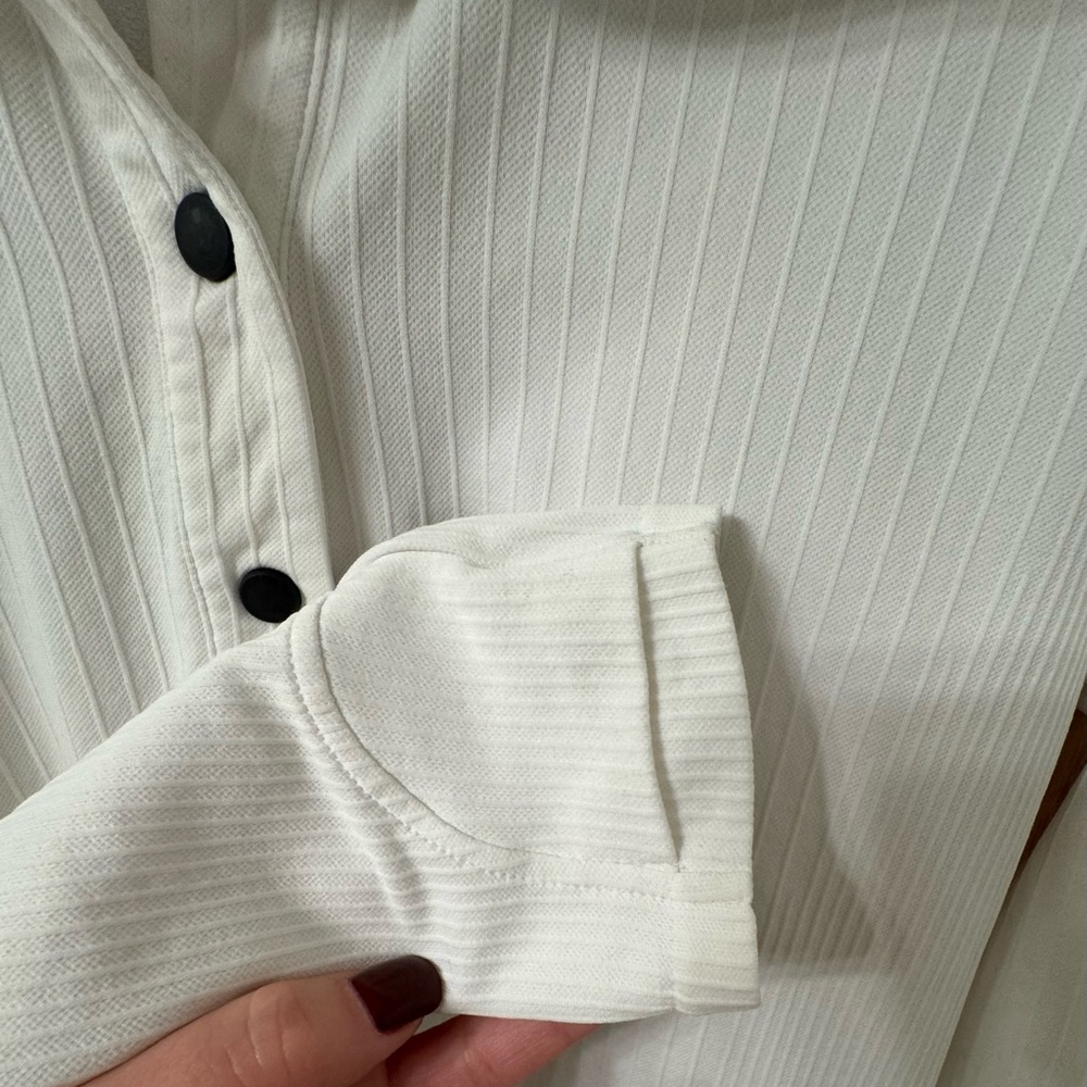 Athleta White Ribbed Button Down Long Sleeve Top - image 6